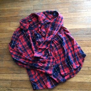 Plaid Red White and Blue Button Up